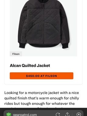 Filson Alcan Quilted Jacket - Charcoal Black